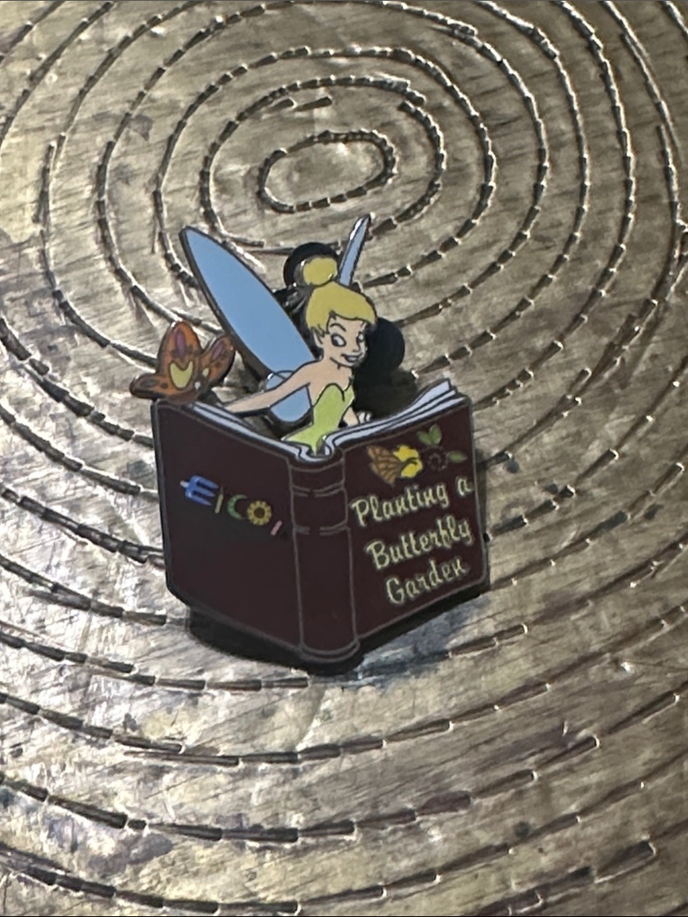 Disney Epcot Tinlerbell Planting a Butterfly Garden Collectible Enamel Pin